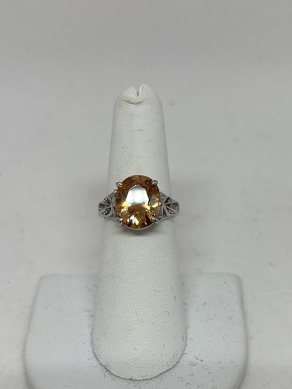 😀 2/$15 Peachy Citrine Color Glass Stone  Ring